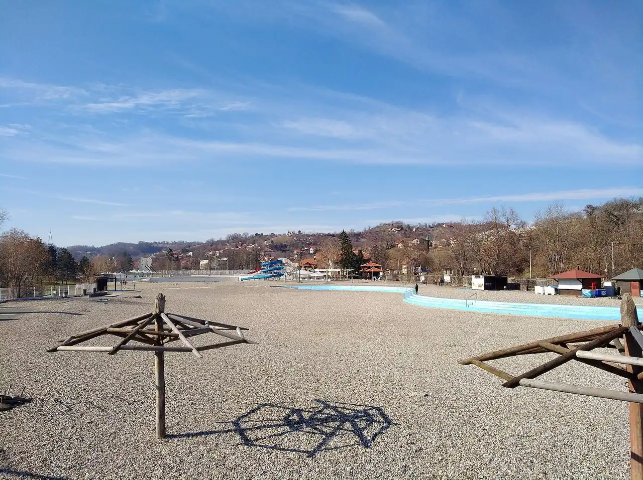 Pannonica salt lakes beach complex in central Tuzla on a sunny day