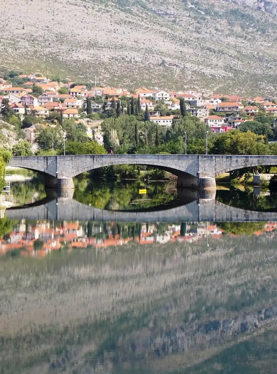 The Ottoman Arslanagic bridge in Trebinje, a stone arch bridge with two large and two small openings over the Trebisnjica river