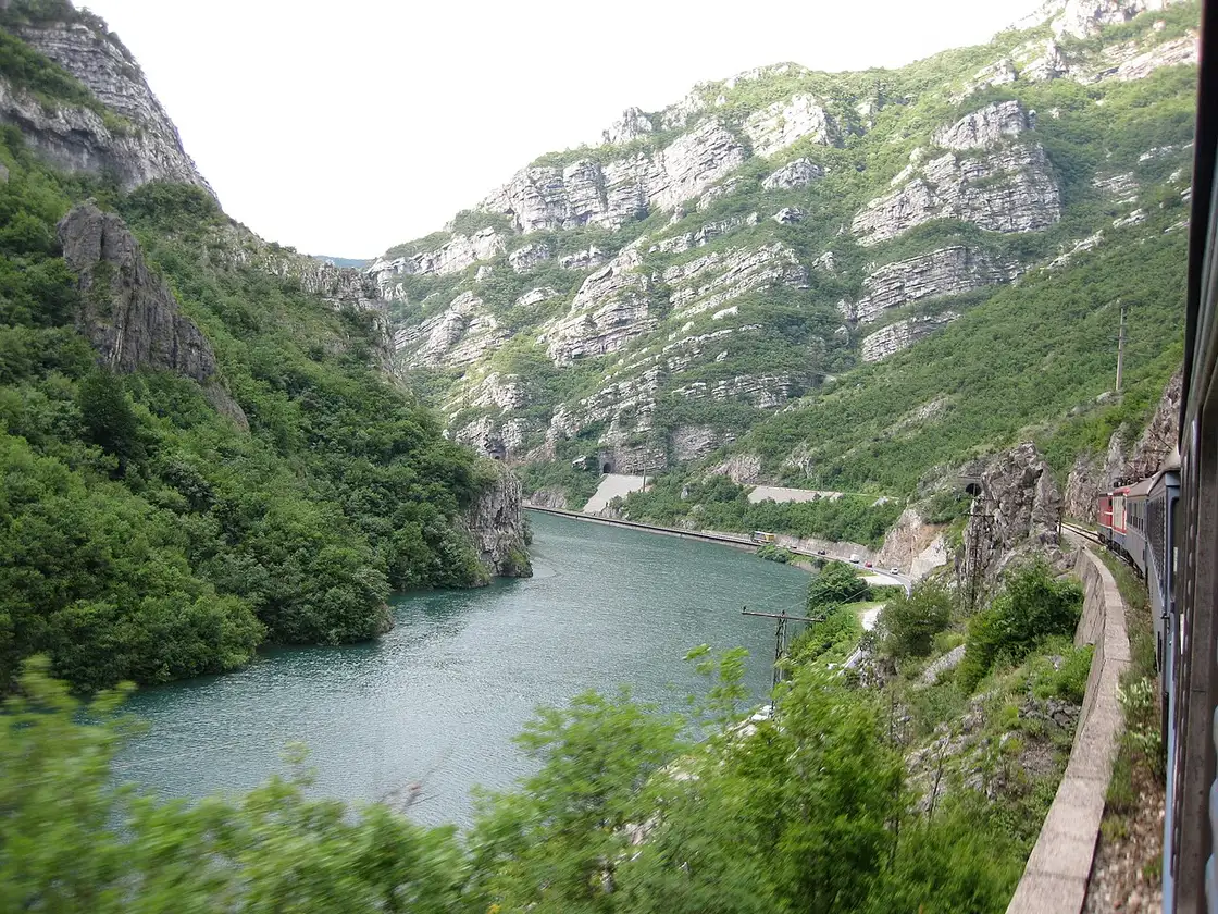 The view from the Sarajevo to Mostar train looking out over the green Neretva valley