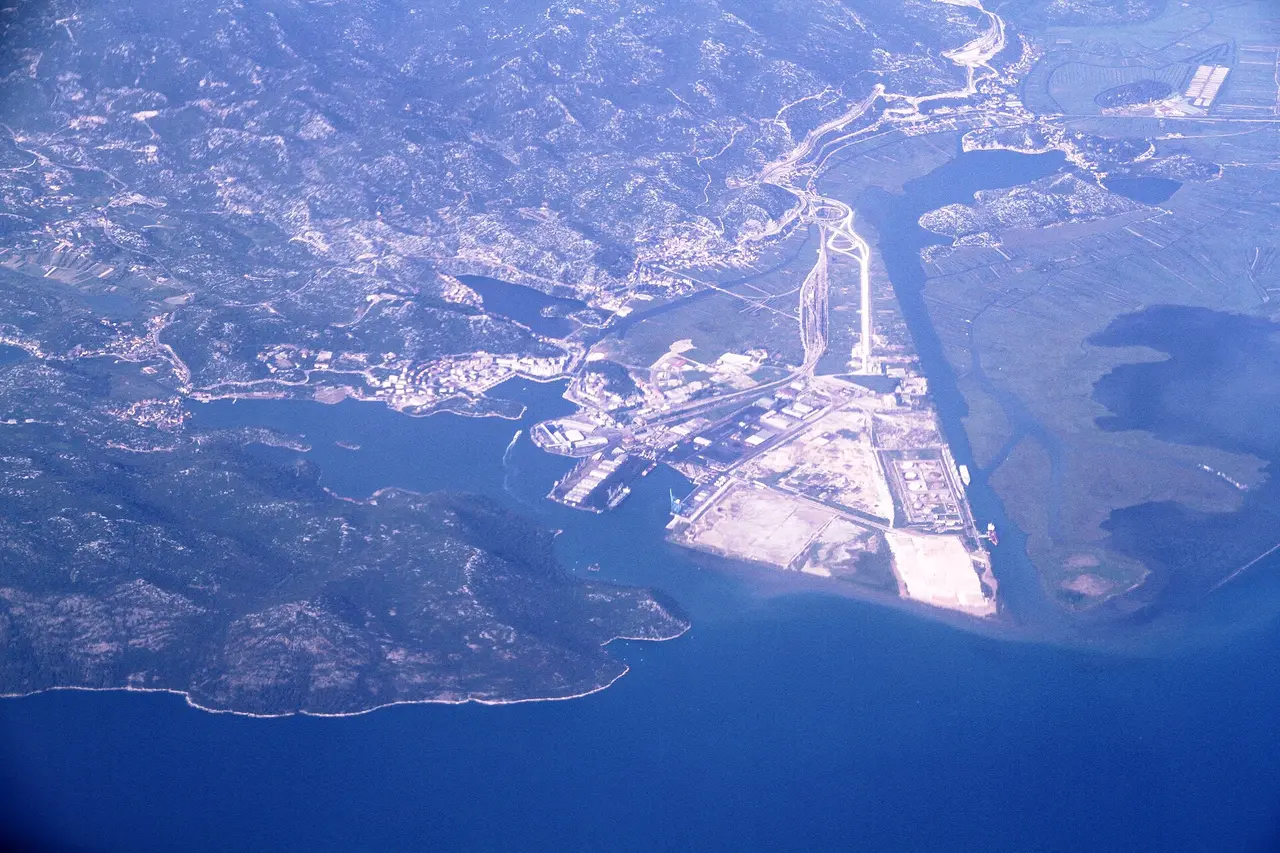 The Neretva river delta and harbour at Ploče on the Croatian coast, southern end of the seasonal weekend train up to Sarajevo