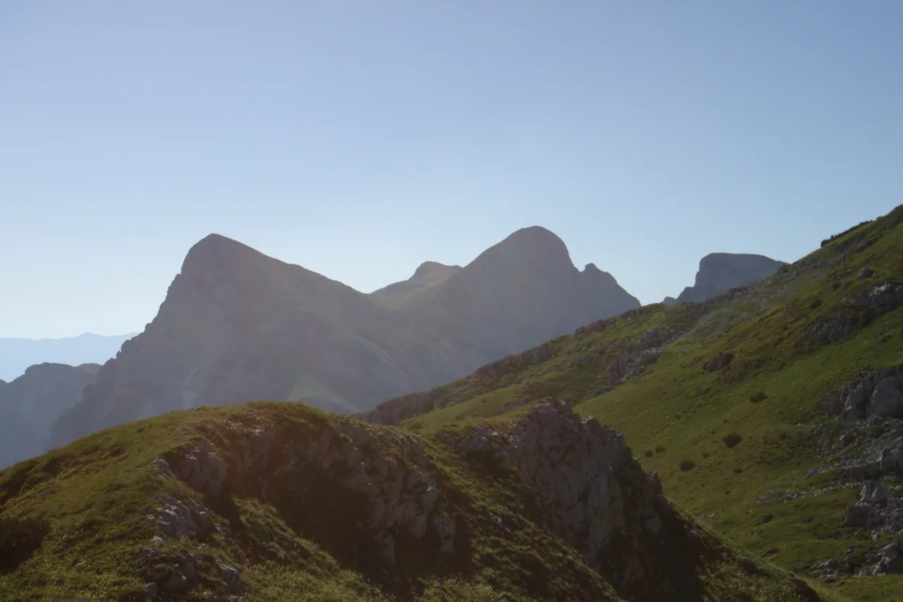 The bare rocky summit ridges of Maglić, the highest mountain in Bosnia and Herzegovina, under a pale sky