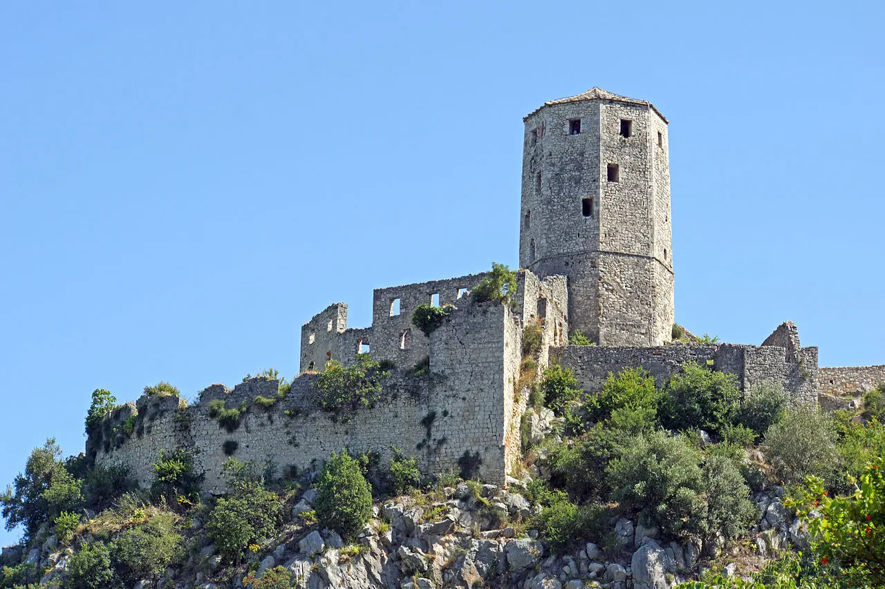 The Ottoman hilltop town of Počitelj climbing to a fortress above the Neretva south of Mostar