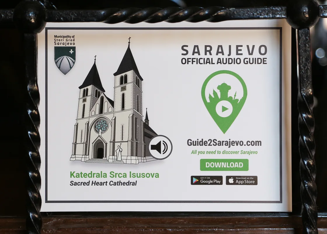 The neo-Gothic twin towers of the Sacred Heart Cathedral in Sarajevo