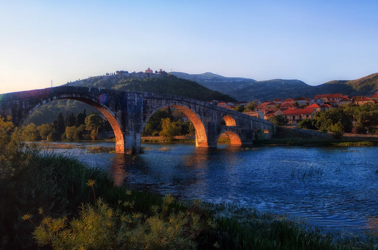 The Arslanagić bridge over the Trebišnjica, with two large and two small stone arches
