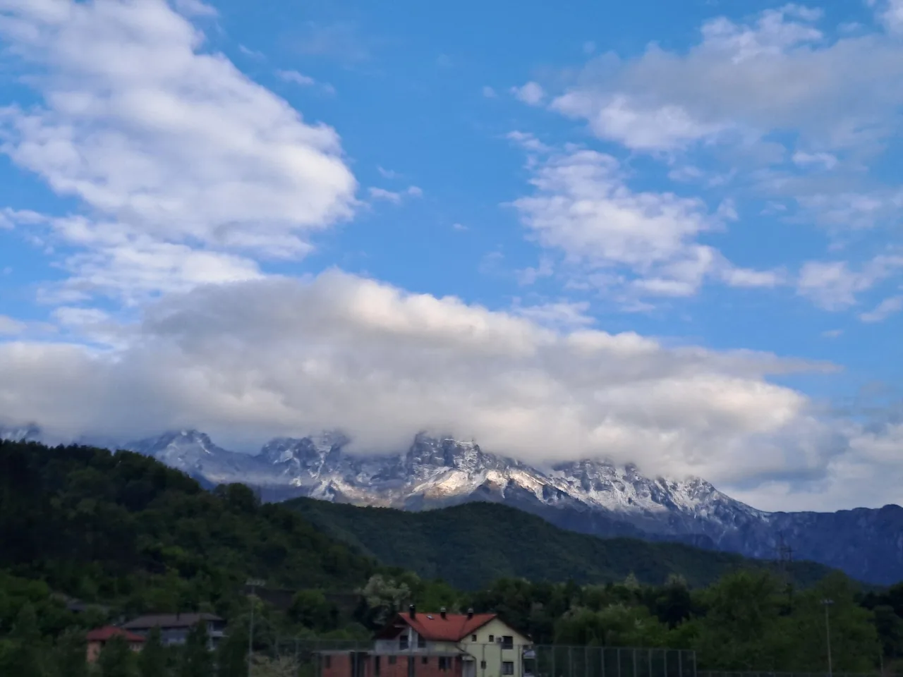 Pale Prenj summits seen from Jablanica across the Neretva valley