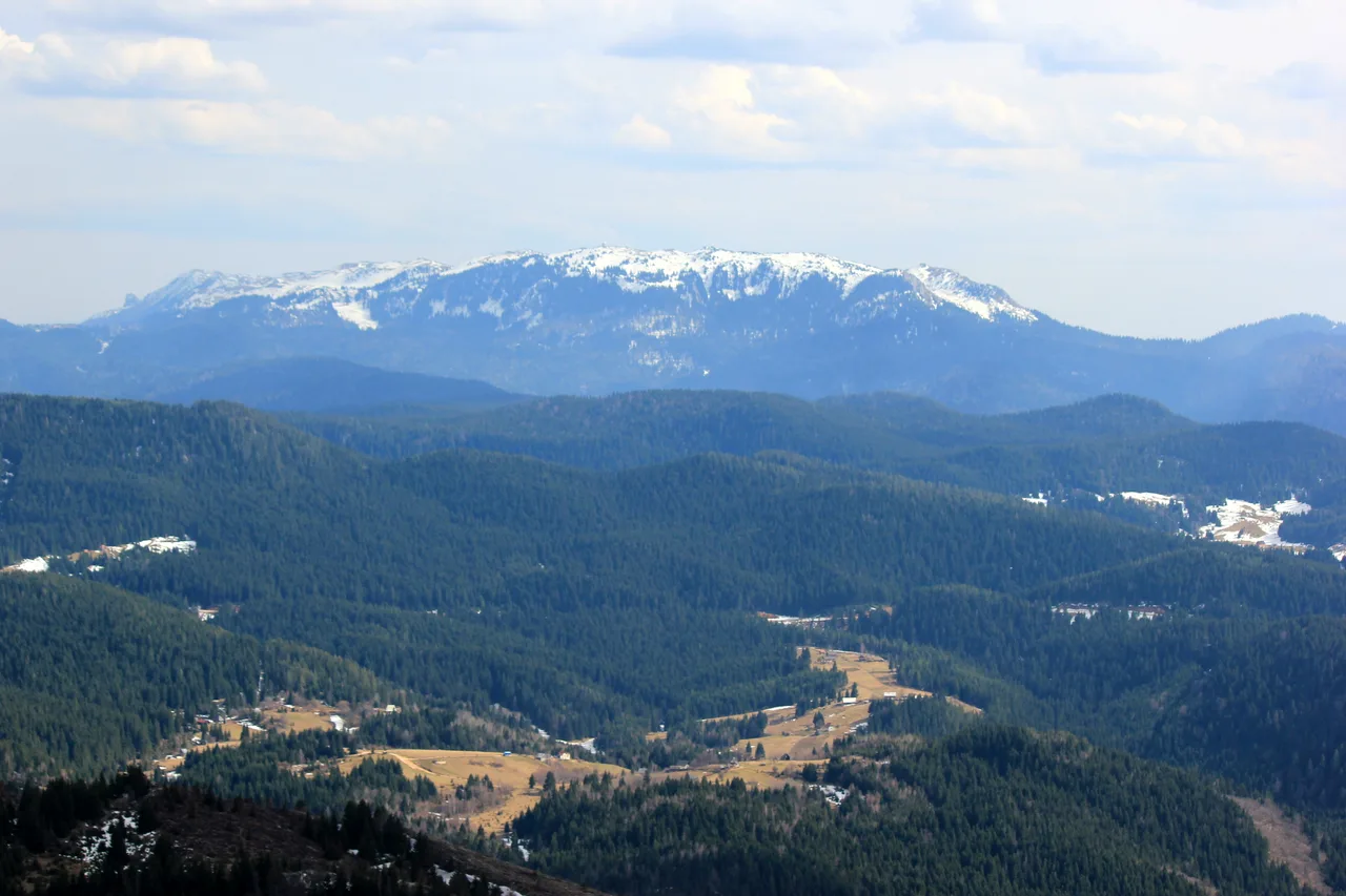 The long ridge of Jahorina seen across the valley from Mount Trebevic above Sarajevo